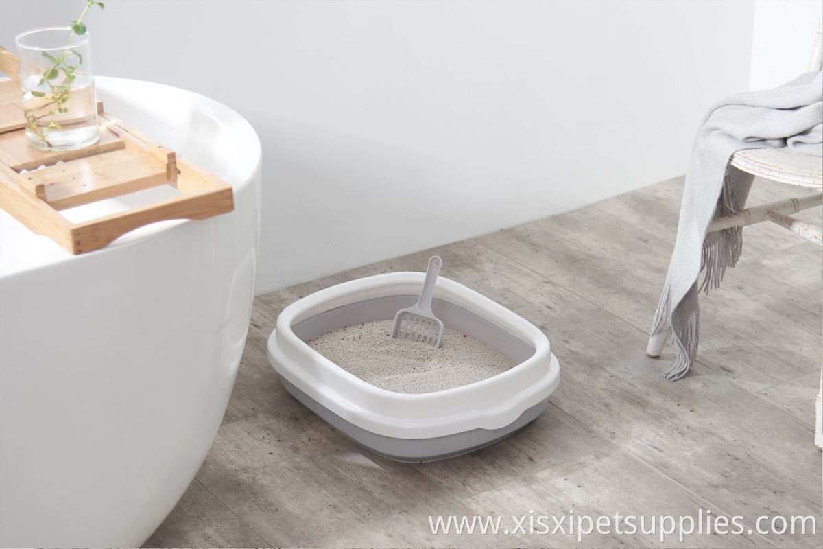 wholesale Top quality square plastic cat litter box cat litter tray cat toilet with litter poop scoop